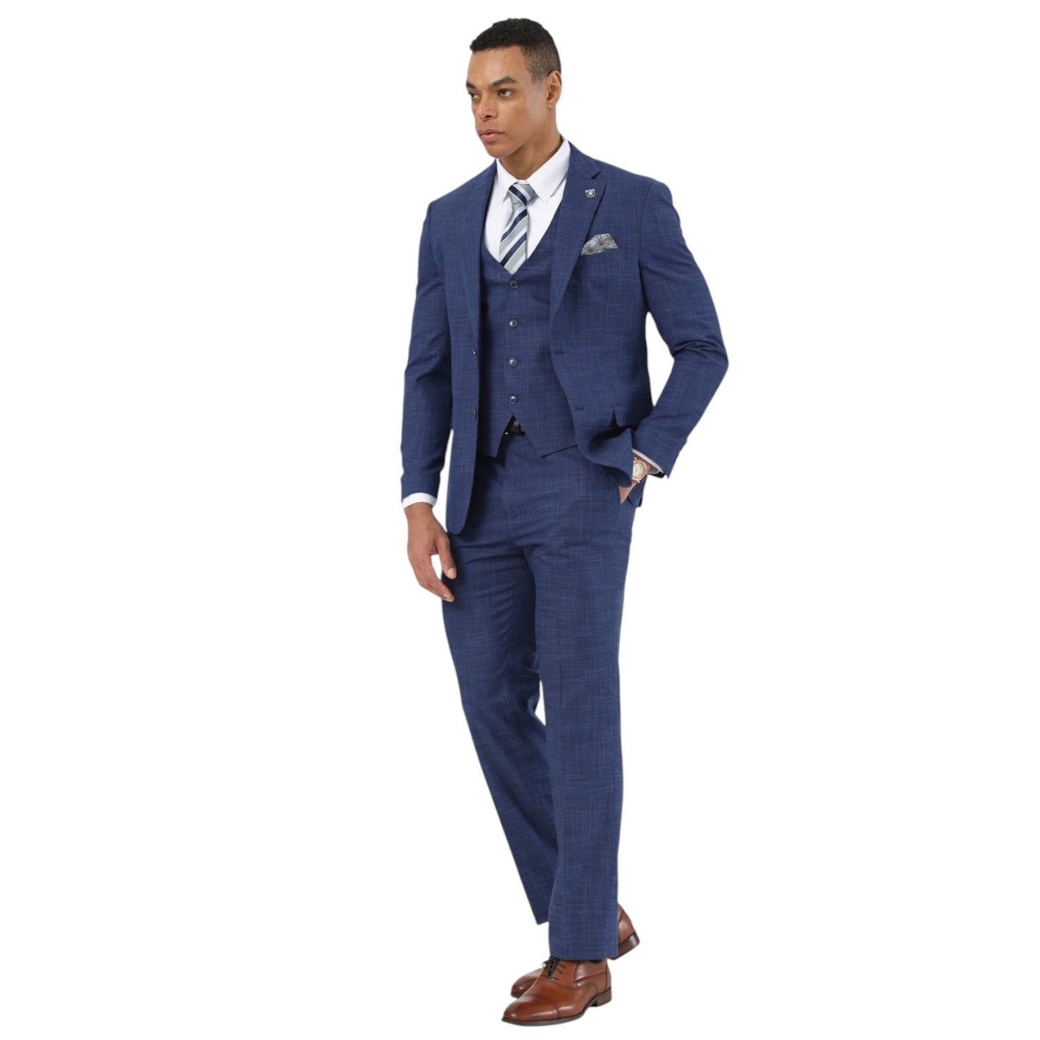 STACY ADAMS: Crosshatch 3pc. Suit SM208H1